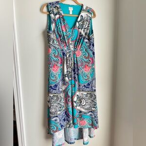 Chico's Blue and Pink Paisley High Low Dress